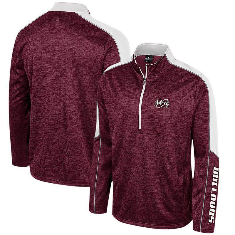 Mens Colosseum Maroon Mississippi State Bulldogs Marled Half-Zip Jacket Product Image