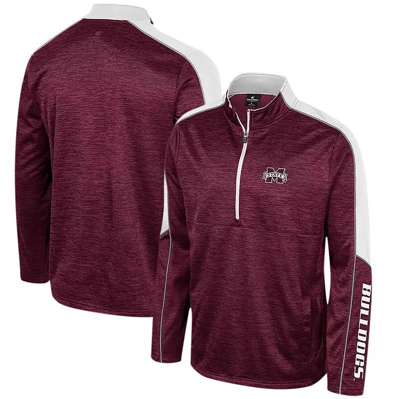 Mens Colosseum Maroon Mississippi State Bulldogs Marled Half-Zip Jacket Product Image