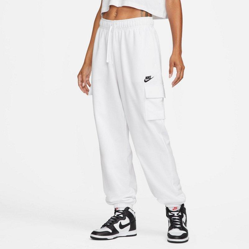 Nike Womens Nike NSW Club Fleece MR Cargo Pants - Womens White/Black Product Image