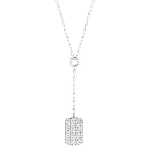 Sunkissed Sterling Cubic Zirconia Tag Lariat Necklace, Womens Silver Tone Product Image