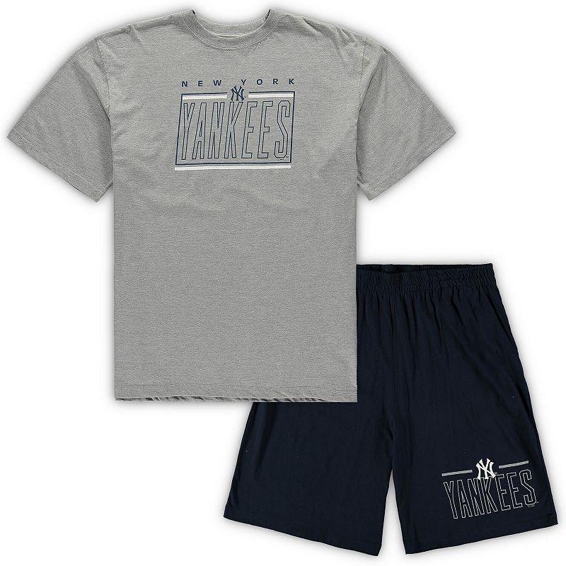 Mens Concepts Sport Heathered Gray/Navy New York Yankees Big & Tall T-Shirt & Shorts Sleep Set Product Image