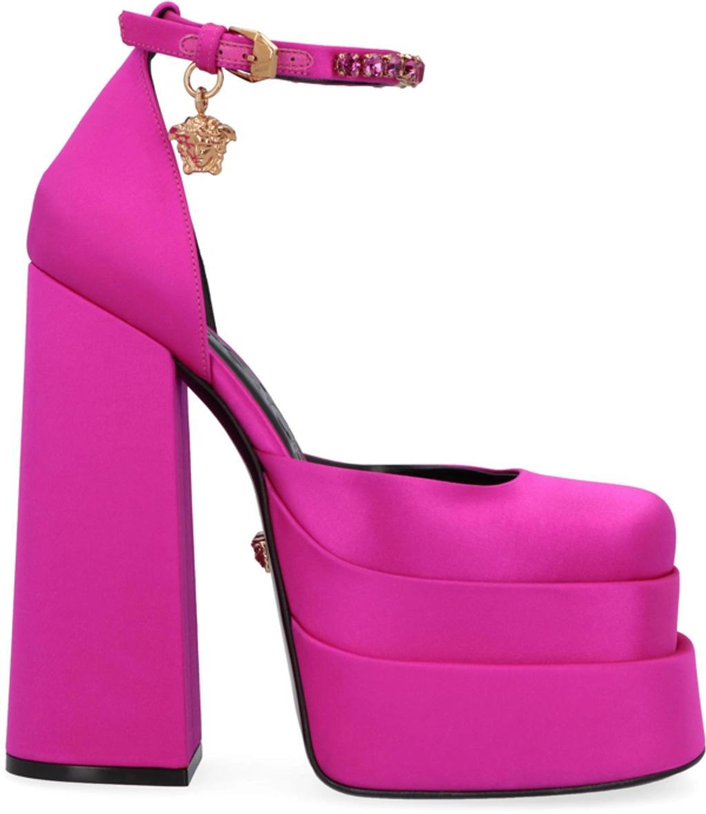 Medusa Aevitas Embellished Satin Platform Pumps In Pink Product Image