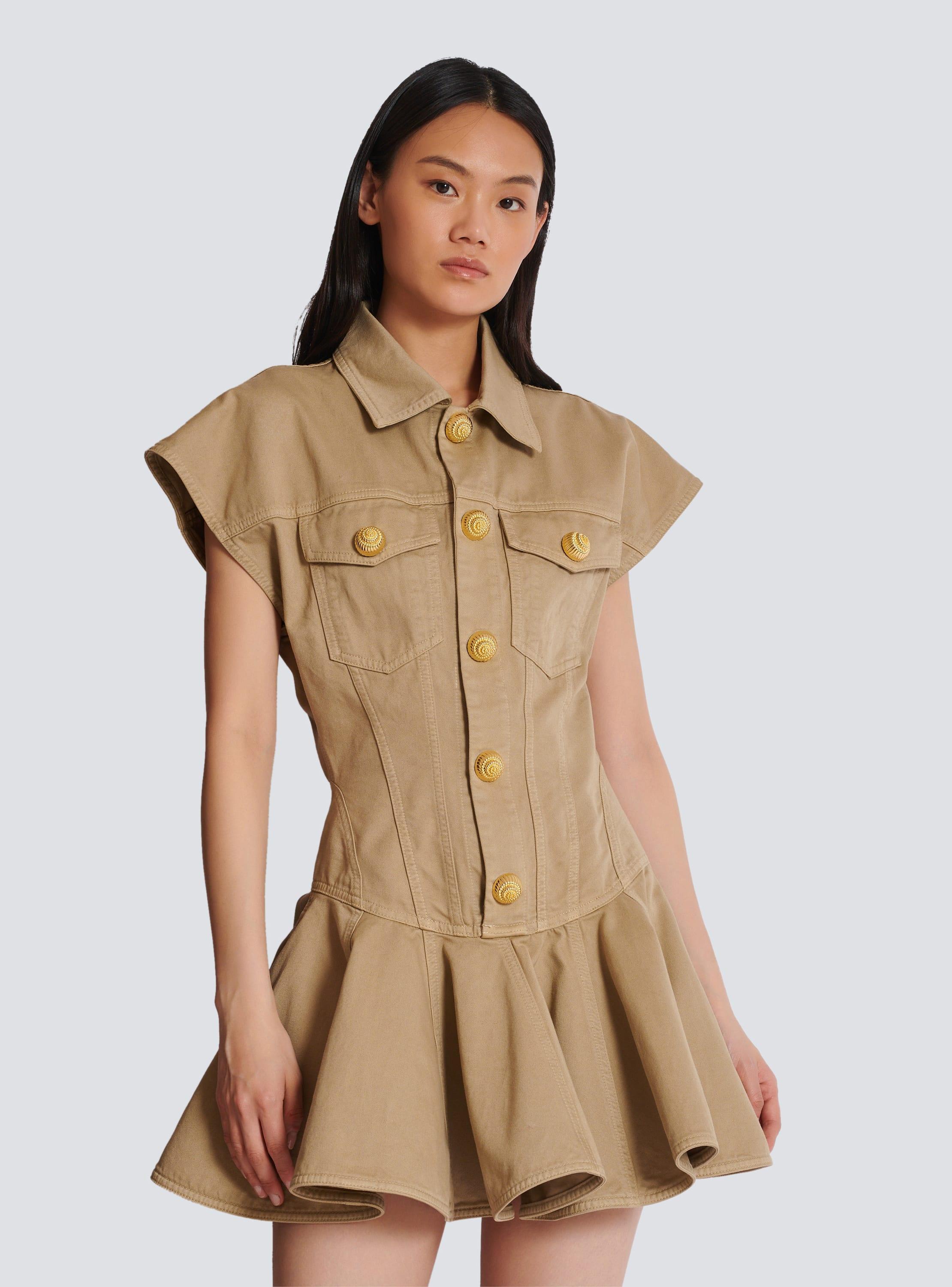 Flared dress in cotton canvas Product Image