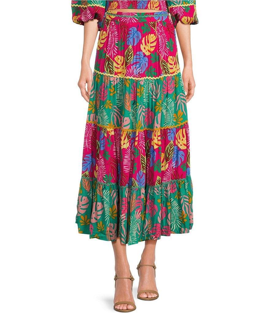 Sugarlips Marina Tropical Floral Print Tiered A-Line Coordinating Maxi Skirt product image