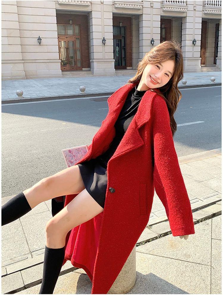 One Buttoned Plain Long Coat Product Image