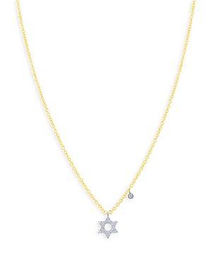 Womens 14K Yellow Gold & Diamond Star Of David Necklace Product Image