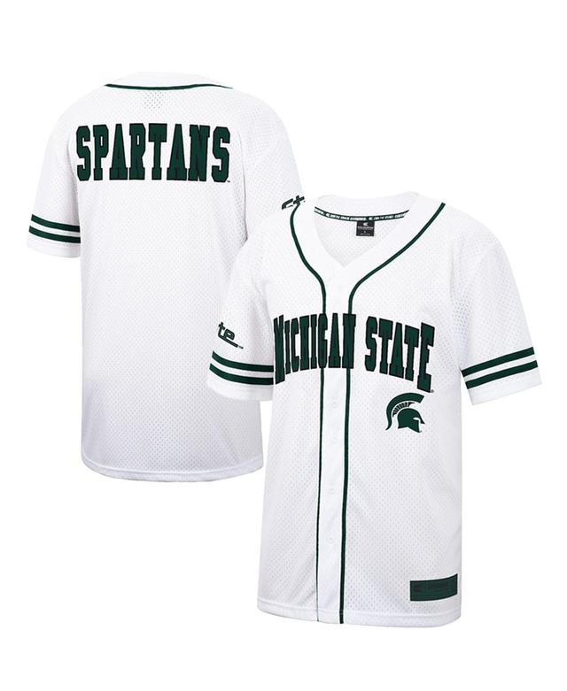 Mens Colosseum White Michigan State Spartans Free Spirited Mesh Button-Up Baseball Jersey Product Image