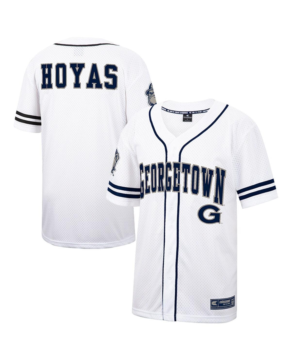 Mens Colosseum White, Navy Georgetown Hoyas Free Spirited Baseball Jersey - White, Navy Product Image