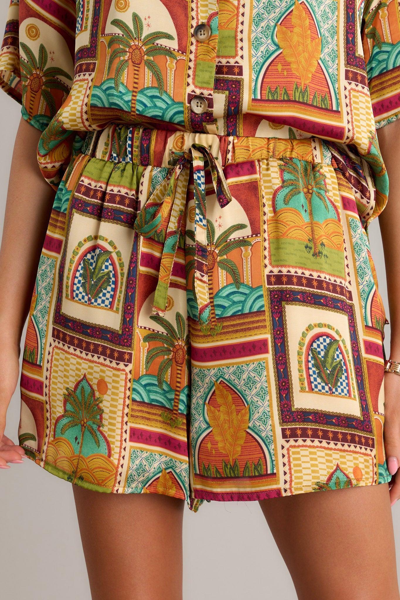 Tiki Tango Tropical Print Multi Drawstring Shorts Product Image