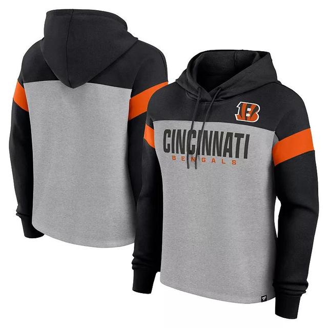 Womens Fanatics Heather Gray/Black Cincinnati Bengals Bold Play Call Pullover Hoodie Product Image