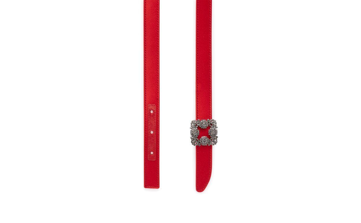 HANGISI BELT MINI Red Satin Crystal Buckled Belt Product Image