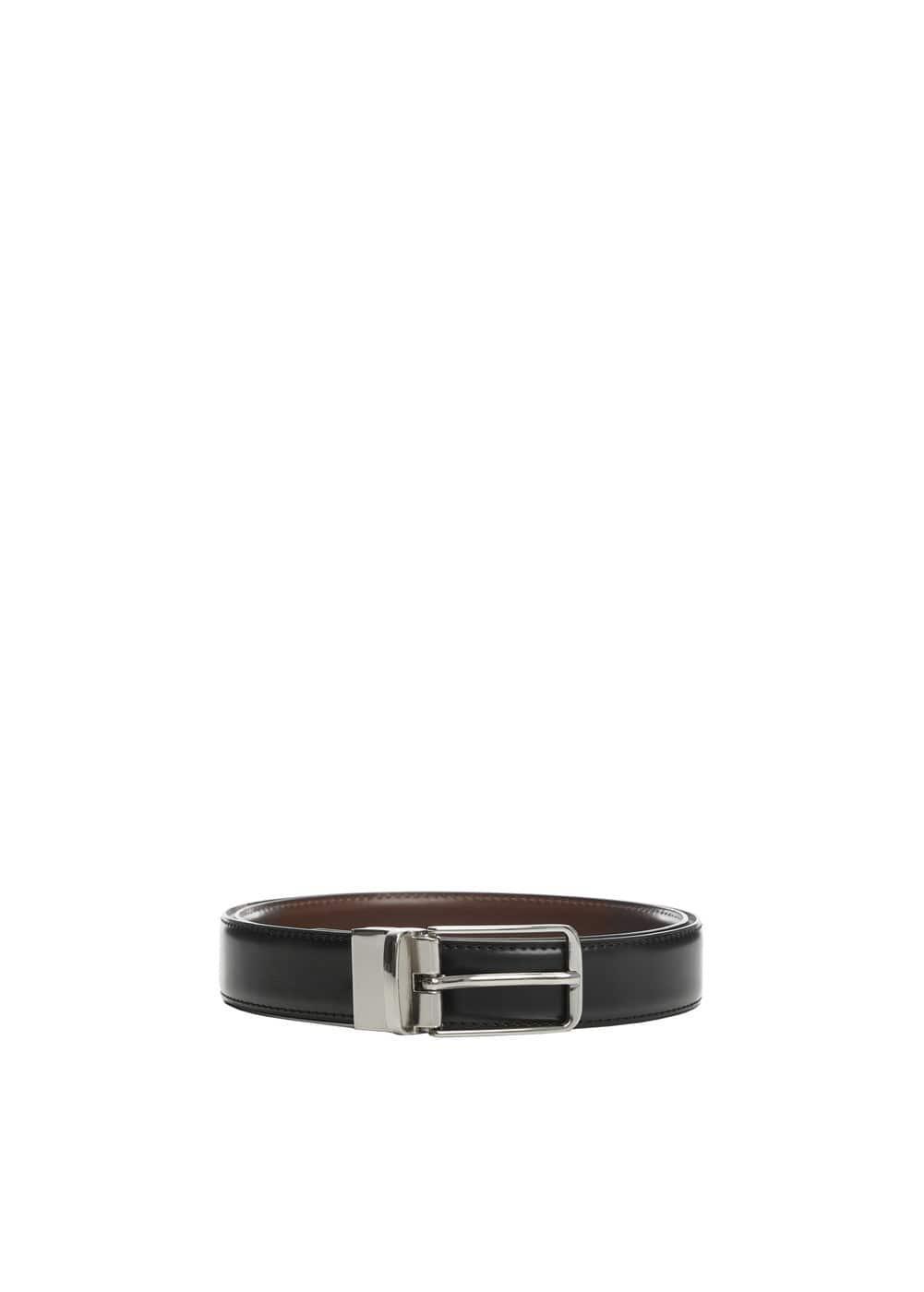 MANGO MAN - Leather reversible belt blackMen Product Image