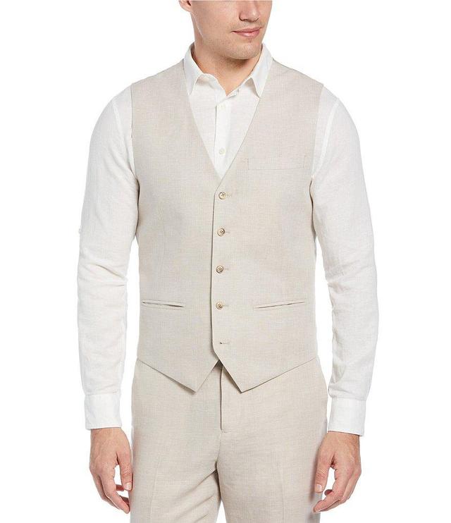 Perry Ellis Linen Herringbone Suit Separates Vest Product Image