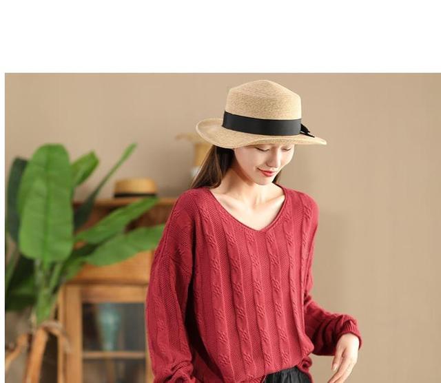 Long Sleeve  V-Neck Knitted Sweater Product Image