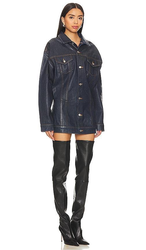 EB Denim Webster Mini Dress in Blue. Product Image