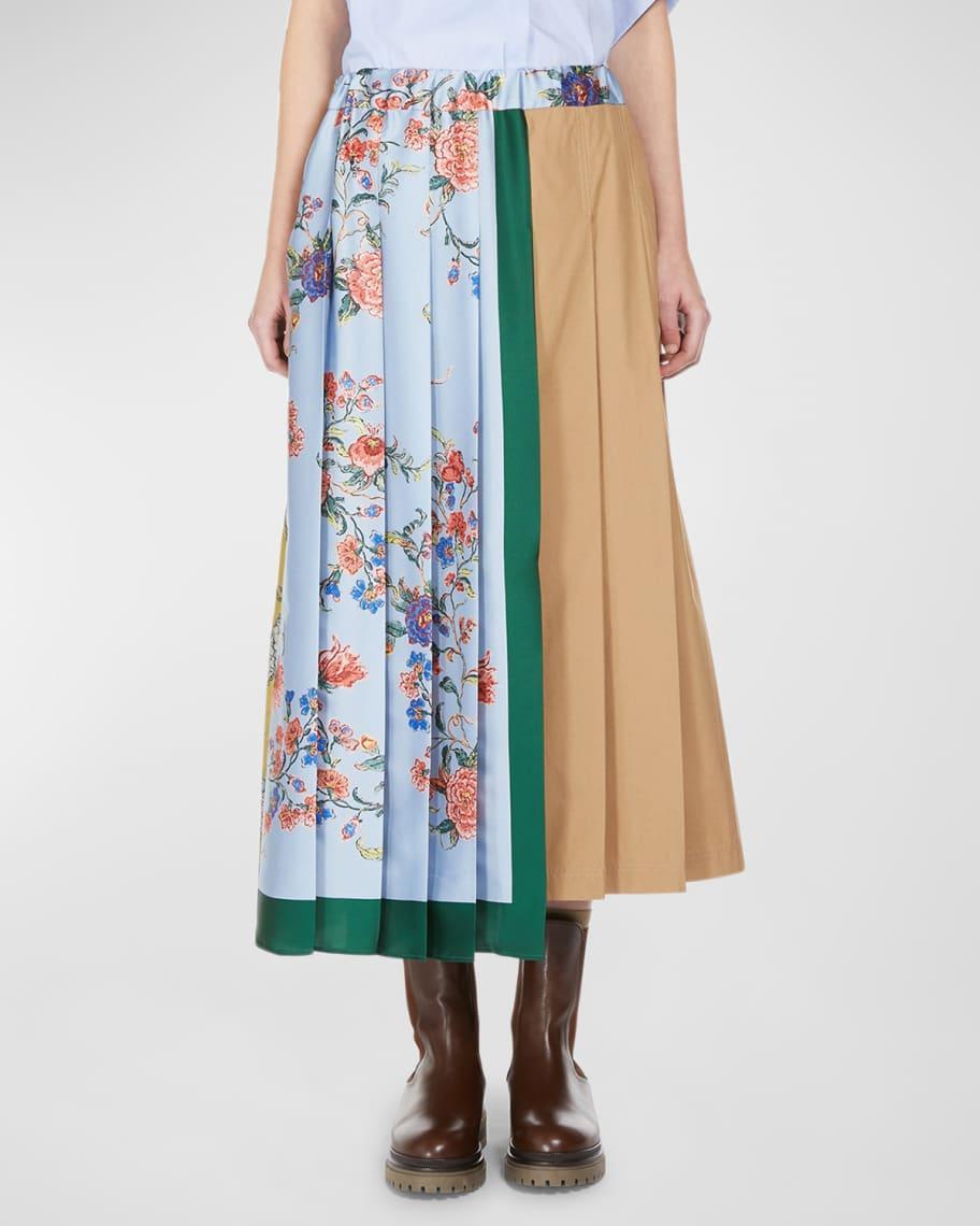 Operoso Pleated Floral-Print Midi Skirt Product Image