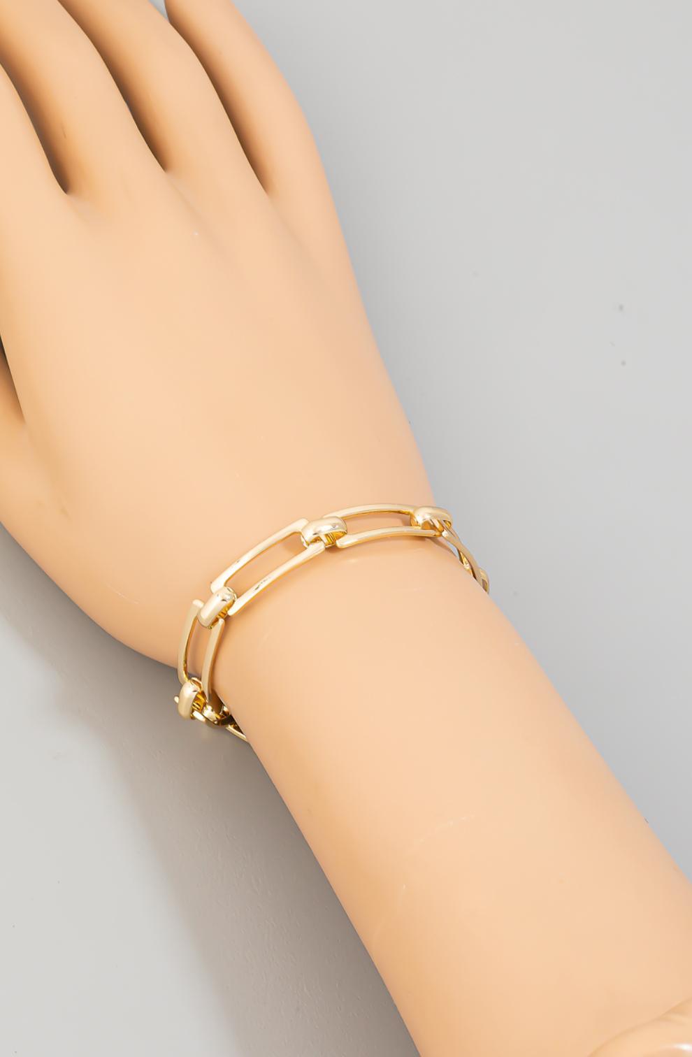 Metallic Rectangle Chain Link Bracelet Product Image