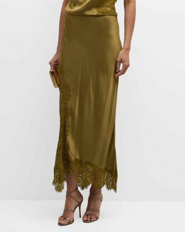 Olivia Satin and Lace Midi Skirt Product Image