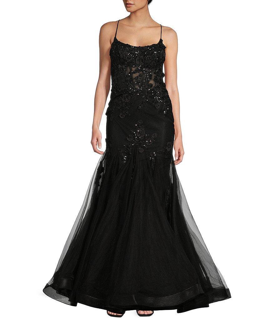 GB Mermaid Beaded Applique Lace Back Gown Product Image