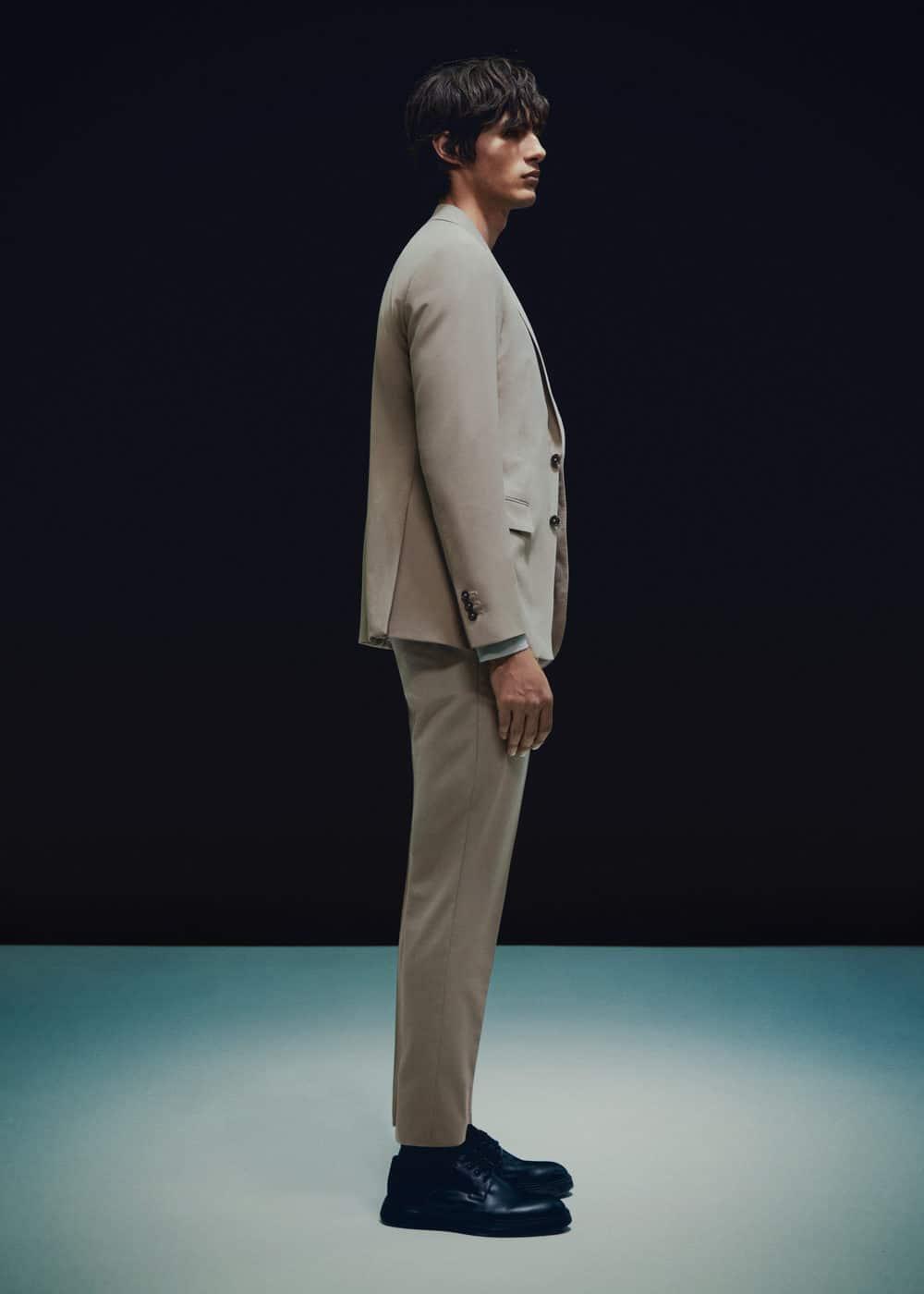 MANGO MAN - Slim fit wool suit pants light/pastel greyMen Product Image