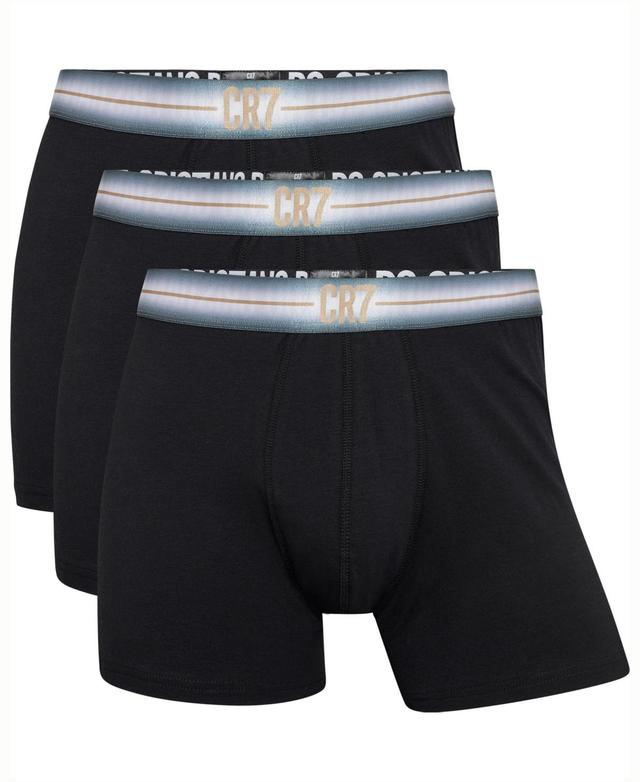 CR7 Mens Cotton Blend Trunks, Pack of 3 - Black, Gray, Gold Product Image