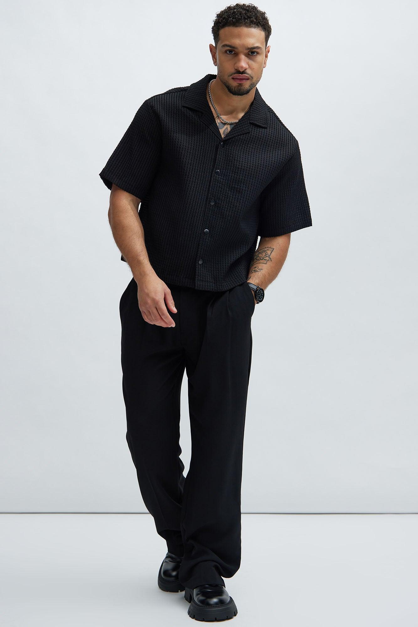 Michael Textured Cropped Shirt - Black Product Image