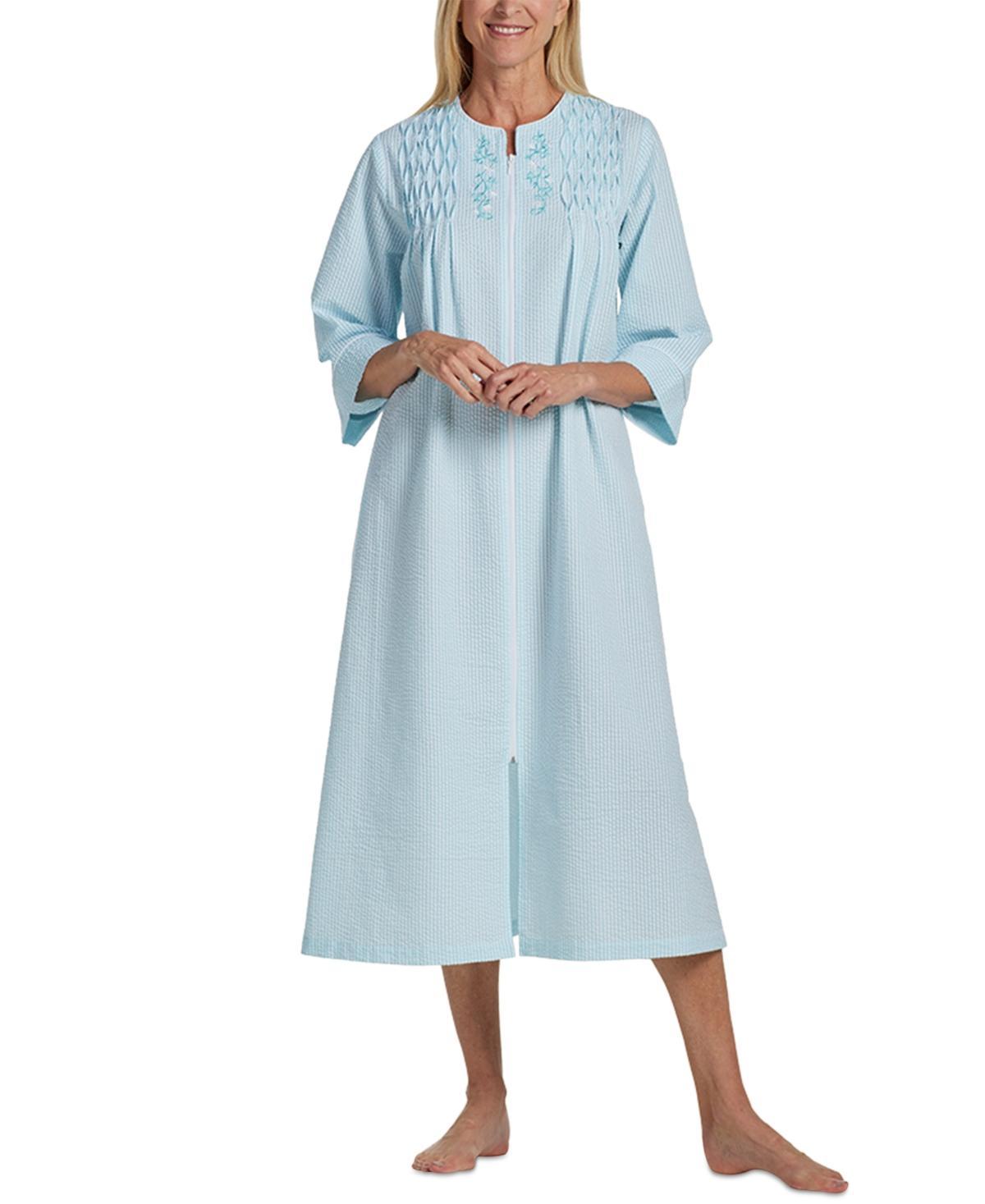 Miss Elaine Womens 3/4-Sleeve Zip Seersucker Robe Product Image