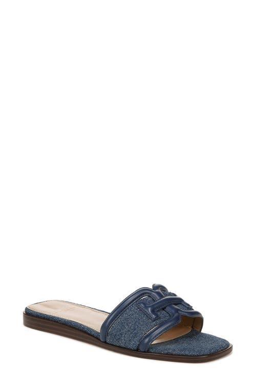 Sam Edelman Irina Denim Double E Square Toe Flat Slide Sandals Product Image