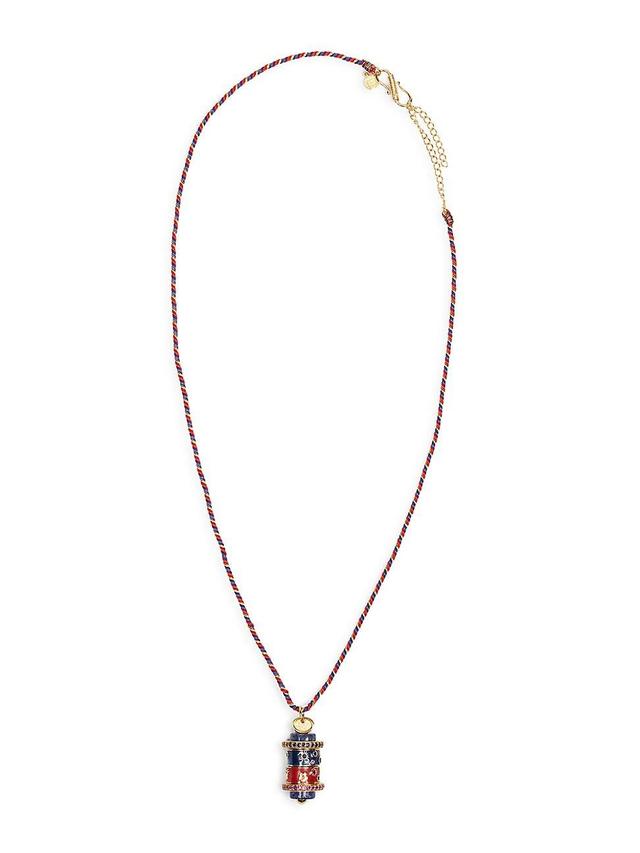 Womens Mot De Passe 18K Gold-Plated, Enamel, White Agate & Zircon Pendant Necklace Product Image