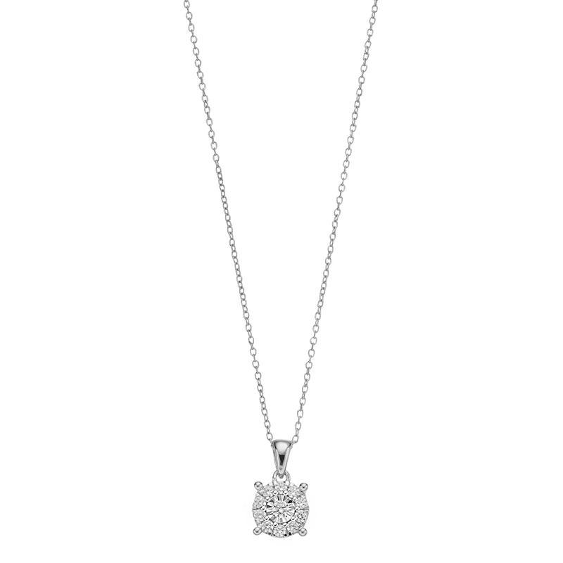 Diamond Brilliance 1/4 Carat T.W. Lab-Created Diamond Cluster Pendant Necklace, Womens, Pink Product Image