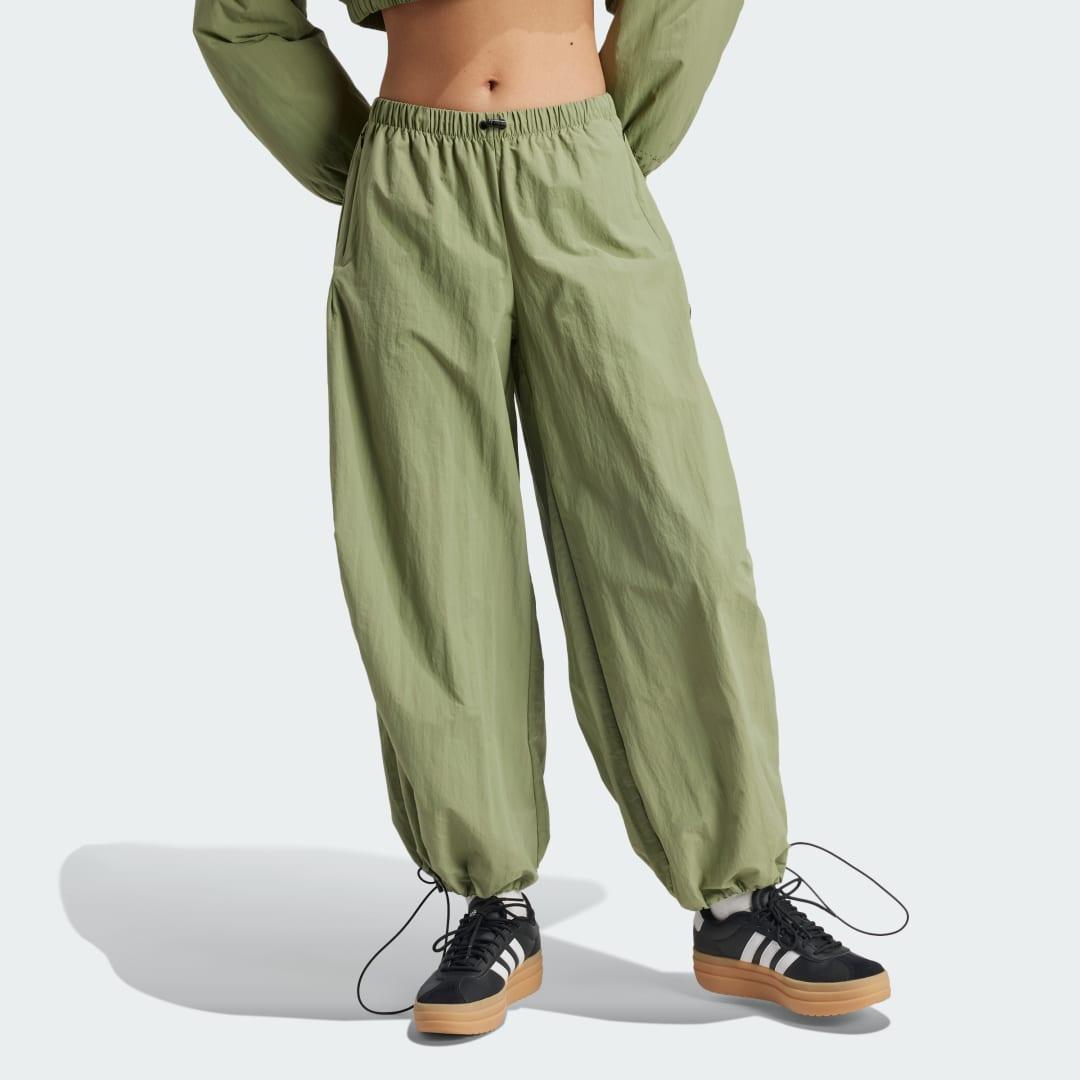 adidas City Escape Woven Parachute Pants Tent Green M Womens Product Image