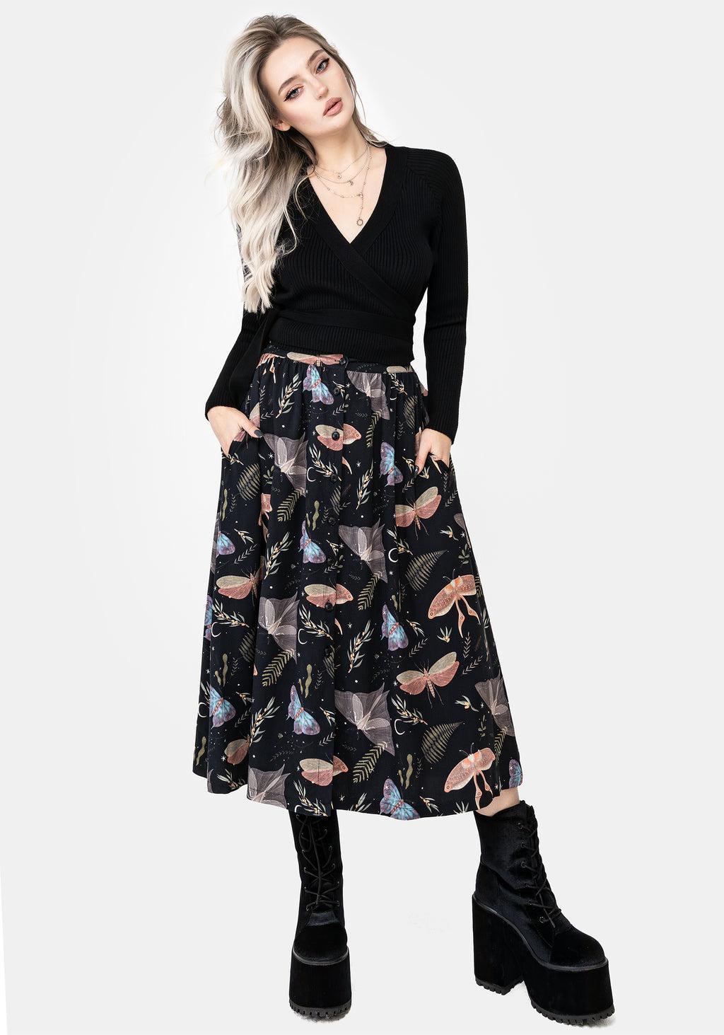 Nightmoth Button Up Midi Skirt Product Image