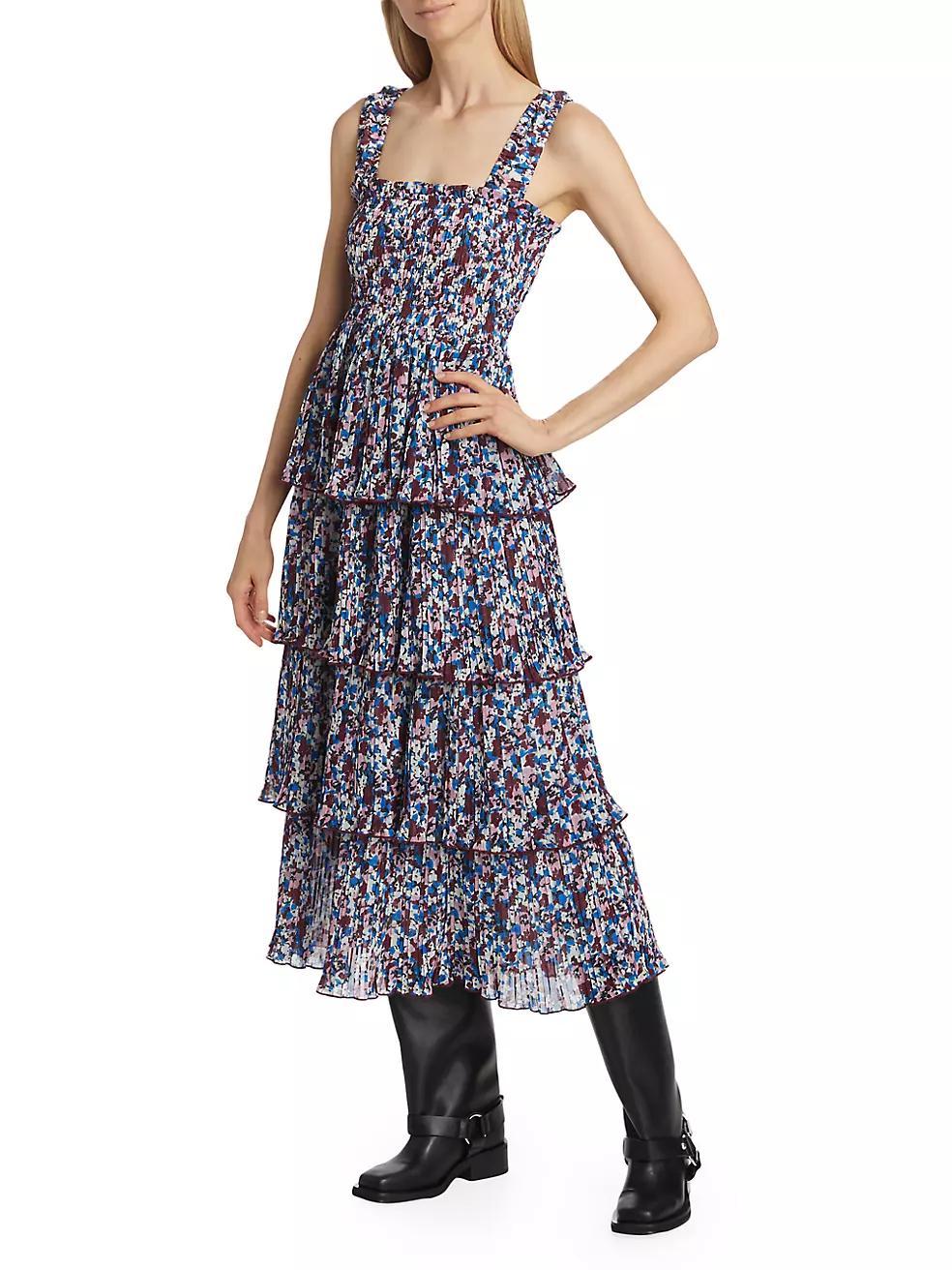 Tiered Georgette Midi-Dress Product Image