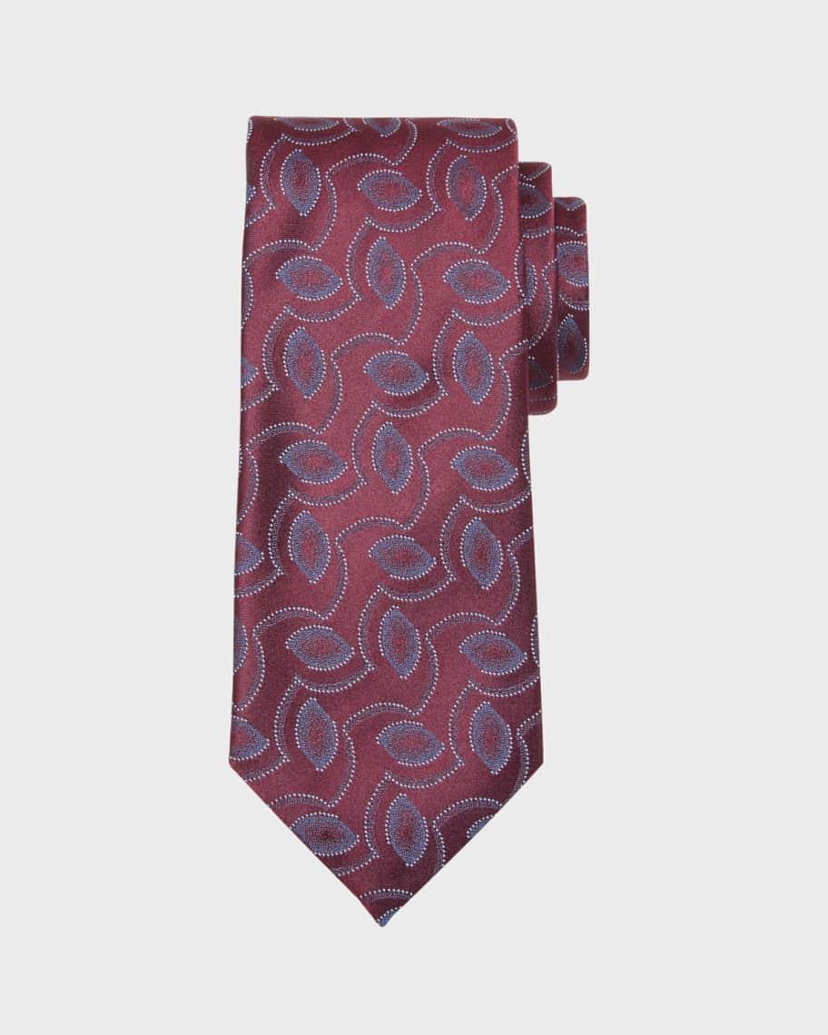 Men's Geometric Oval Jacquard Silk Tie Product Image