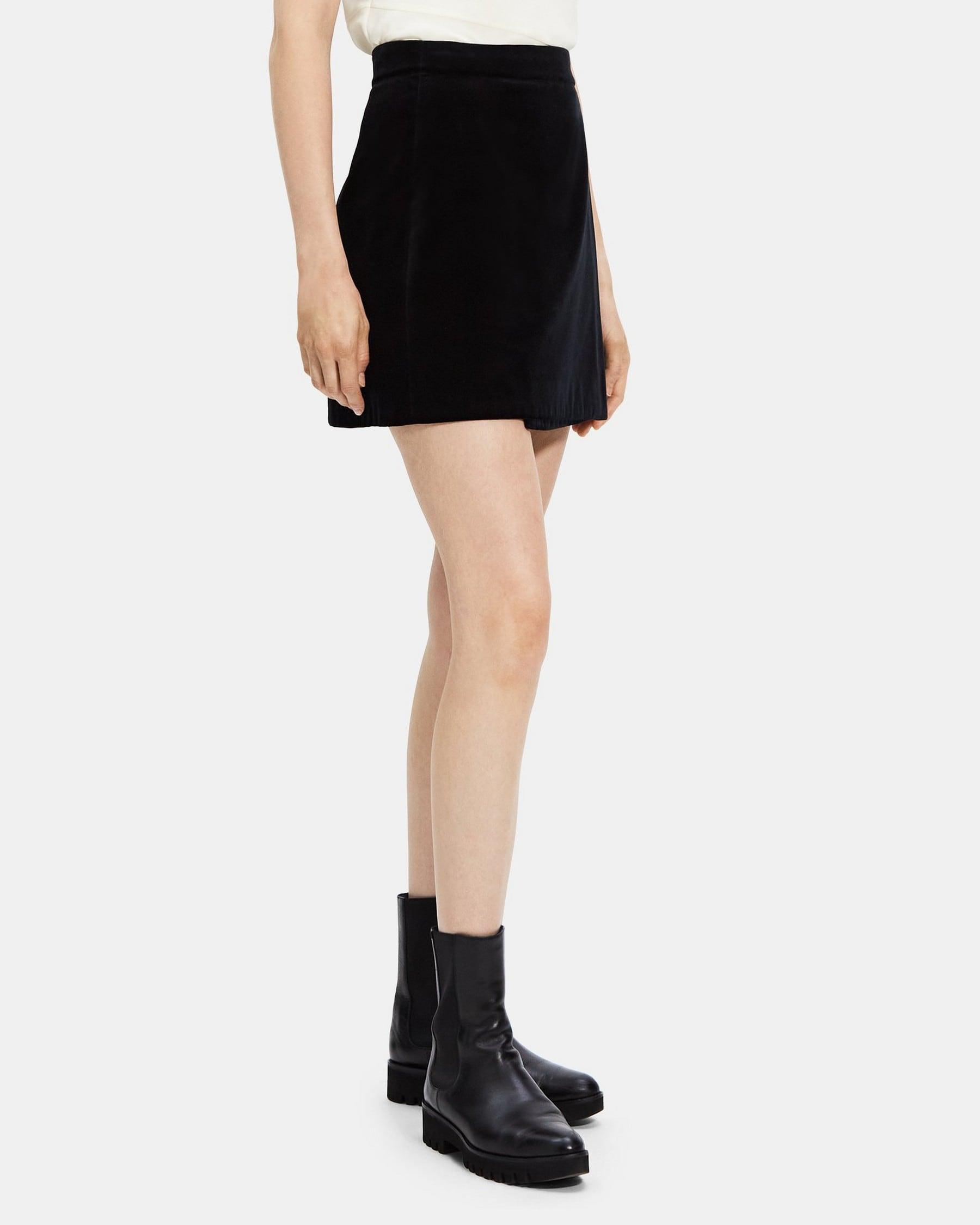 Wrap Mini Skirt in Stretch Velvet Product Image