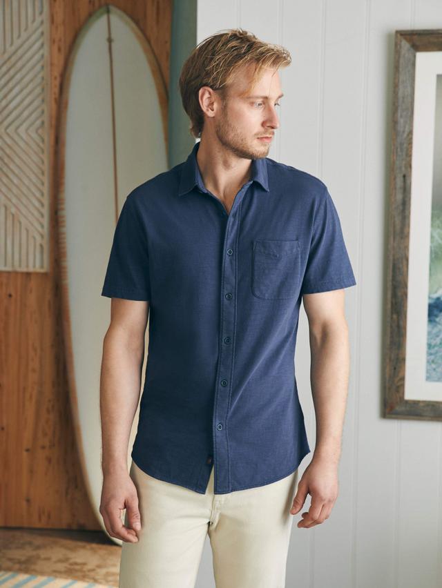 Short-Sleeve Sunwashed Knit Shirt (Single Pocket) - Dune Navy Male Product Image