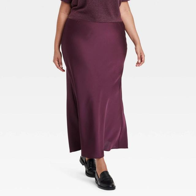 Womens Maxi Slip Skirt - A New Day Burgundy XXL Product Image