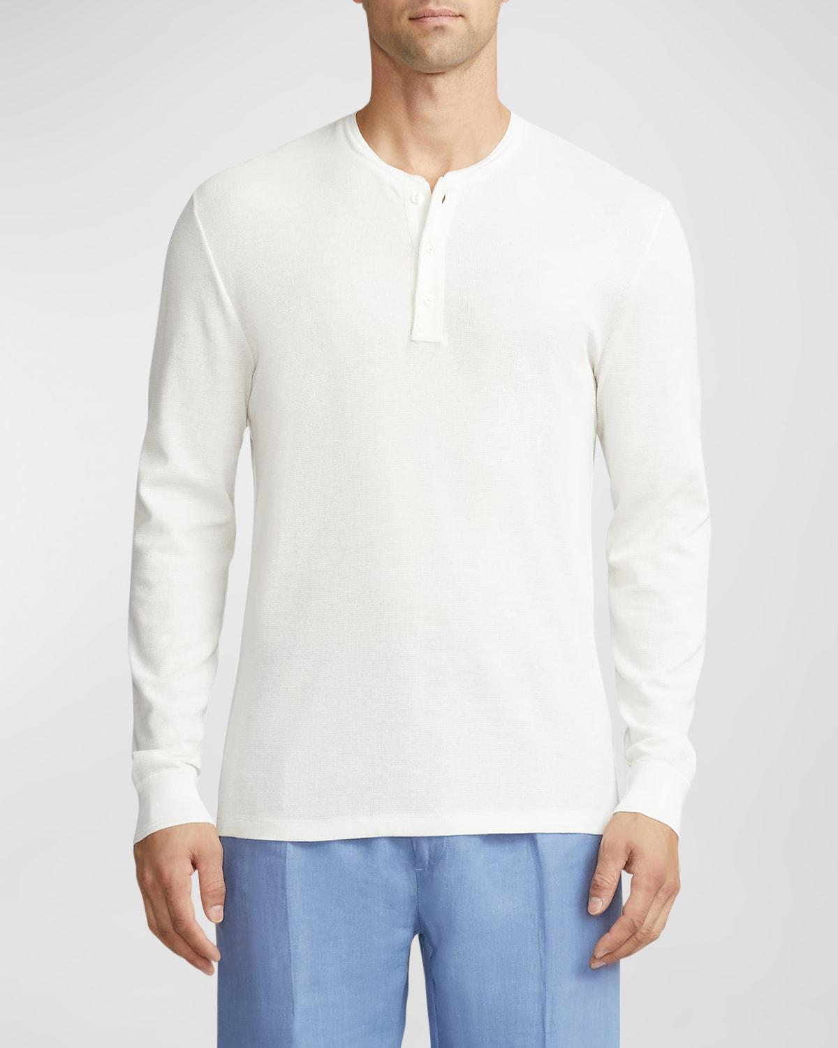 Mens Textured Cotton-Silk Henley Shirt Product Image