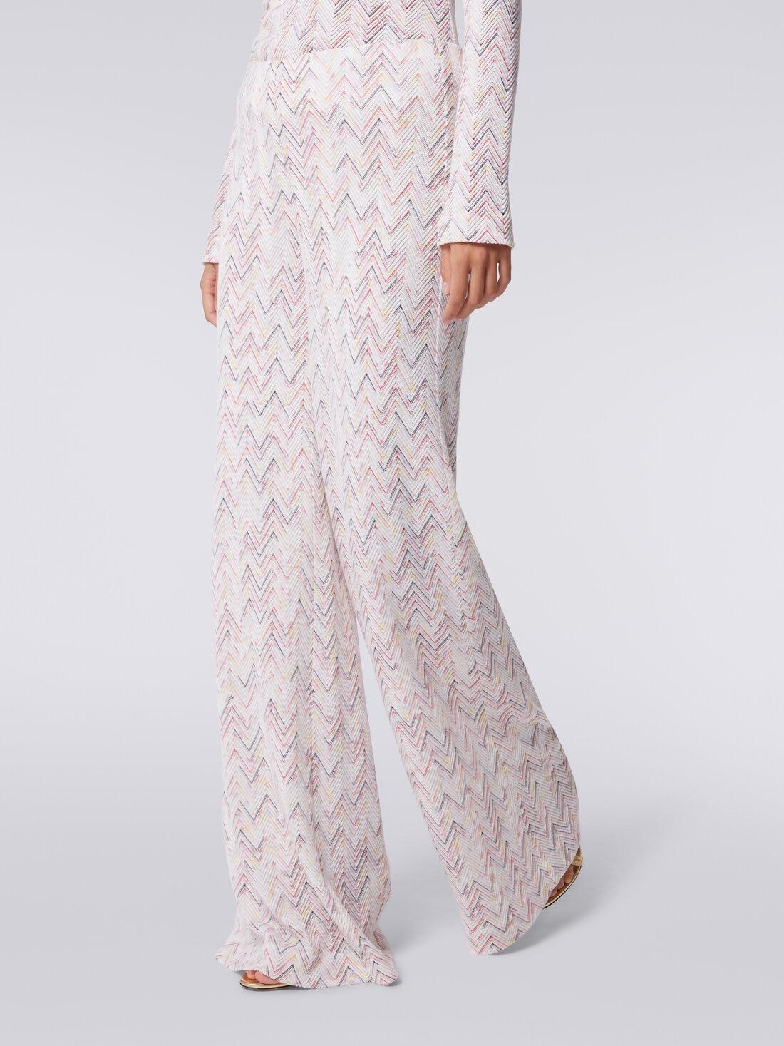 Palazzo trousers in viscose and wool with zigzag pattern Multicoloured | Missoni Product Image