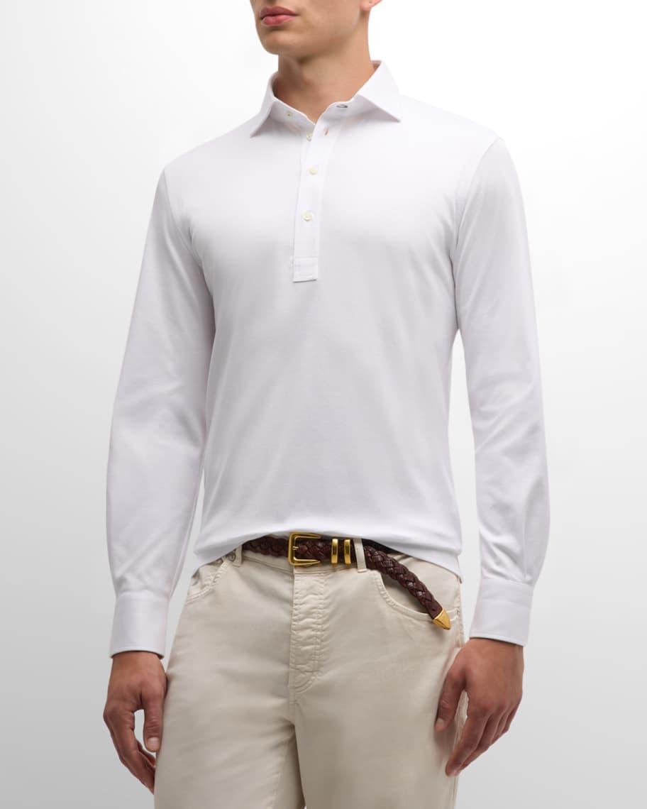 Mens Cotton Long-Sleeve Polo Shirt Product Image