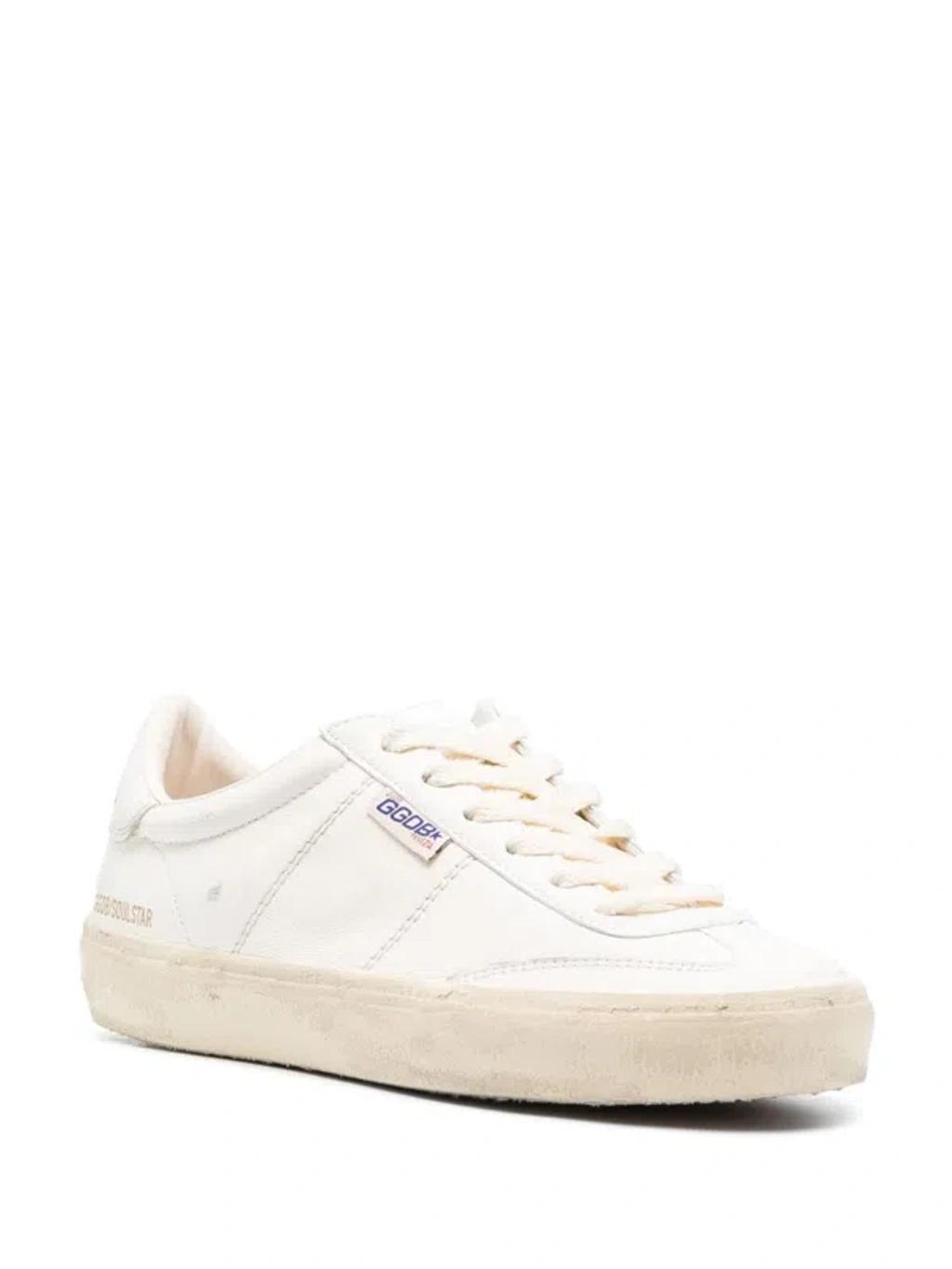 Distressed-effect Leather Sneakers In White Product Image