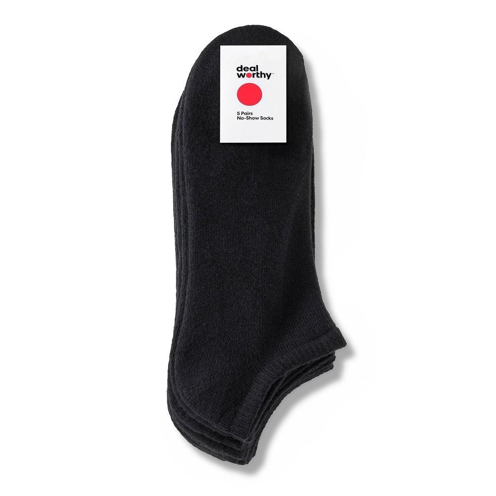 Men's No Show Socks 5pk - Dealworthy™ Black 6-12 Product Image