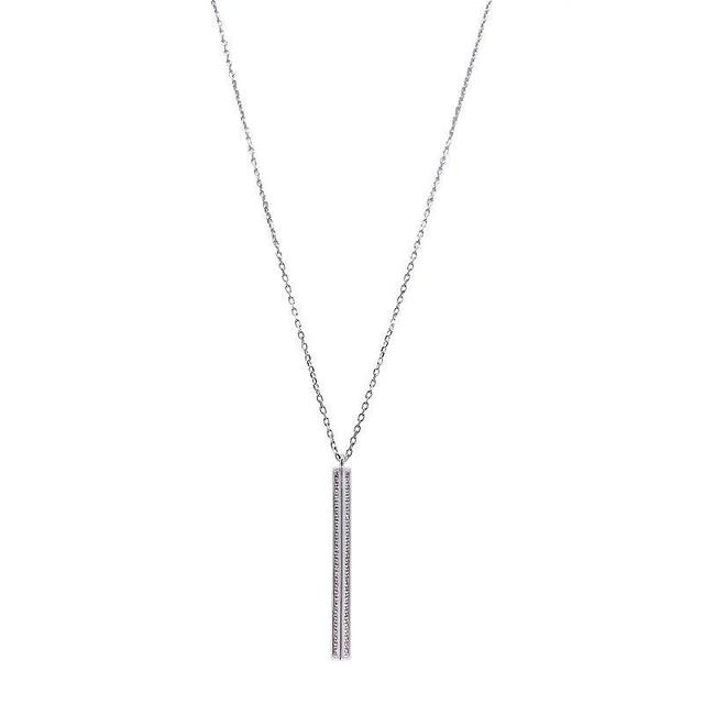 Adornia Silver Tone Cubic Zirconia Vertical Bar Necklace, Womens Product Image