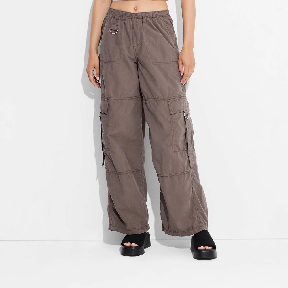 Womens Mid-Rise Wide Leg Cargo Pants - Wild Fable Pewter Product Image