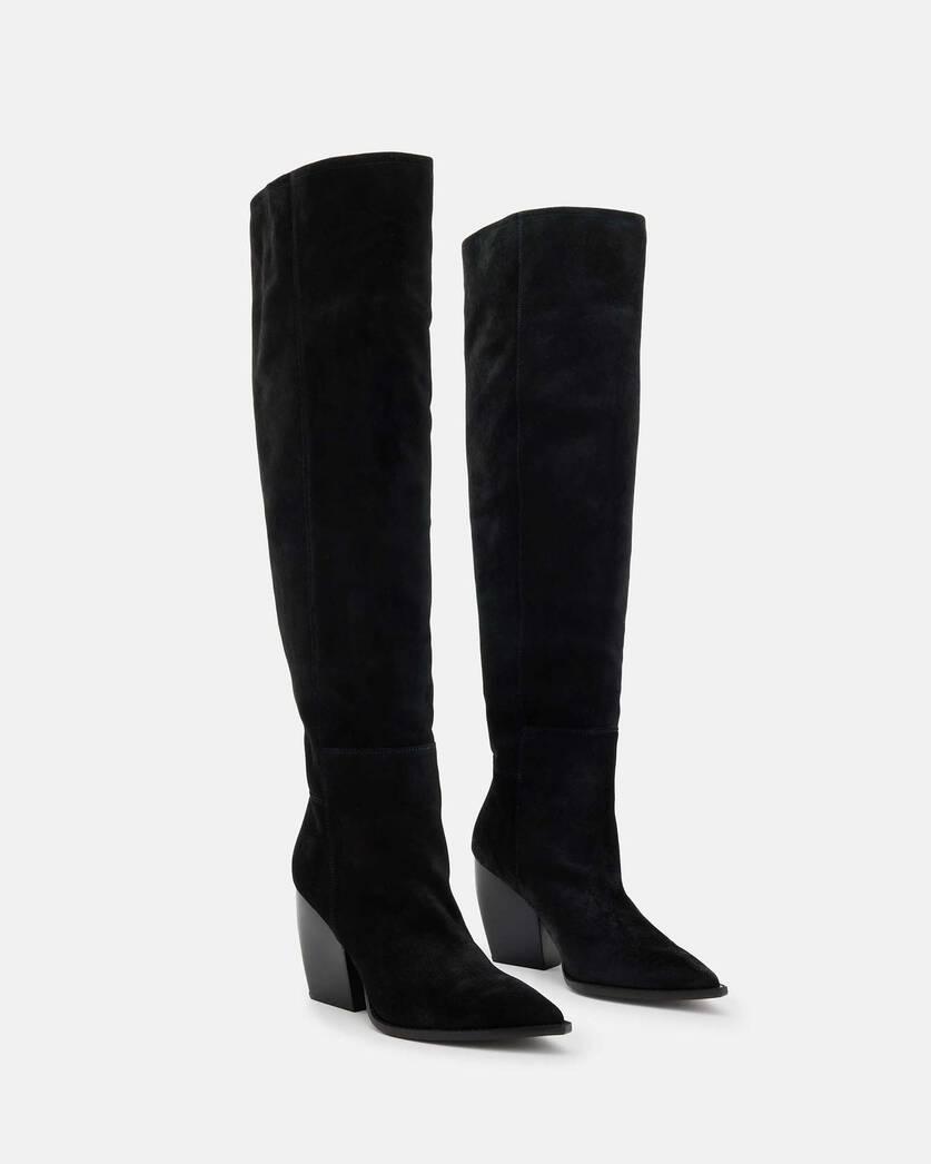 Reina Knee High Pointed Suede Boots Product Image