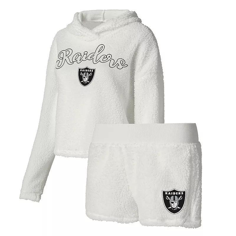 Womens Concepts Sport White Las Vegas Raiders Fluffy Pullover Sweatshirt & Shorts Sleep Set product image