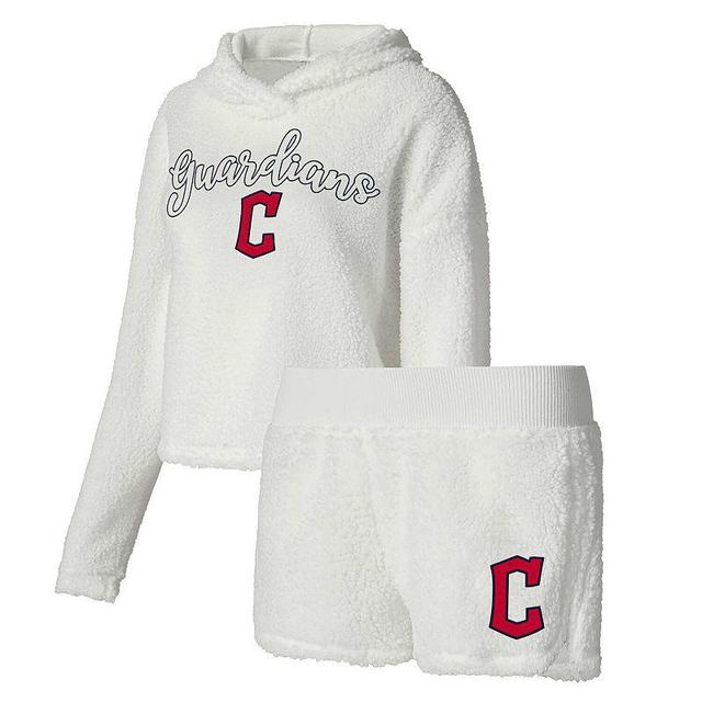 Womens Concepts Sport Cream Cleveland Guardians Fluffy Hoodie Top & Shorts Sleep Set Product Image