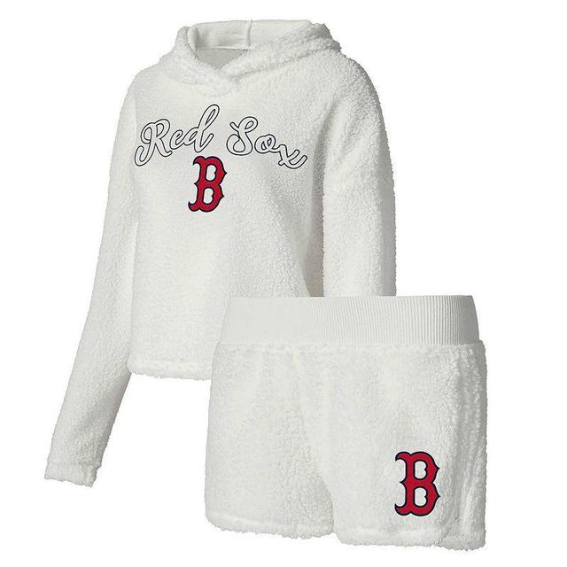 Womens Concepts Sport Cream Boston Red Sox Fluffy Hoodie Top & Shorts Sleep Set Product Image