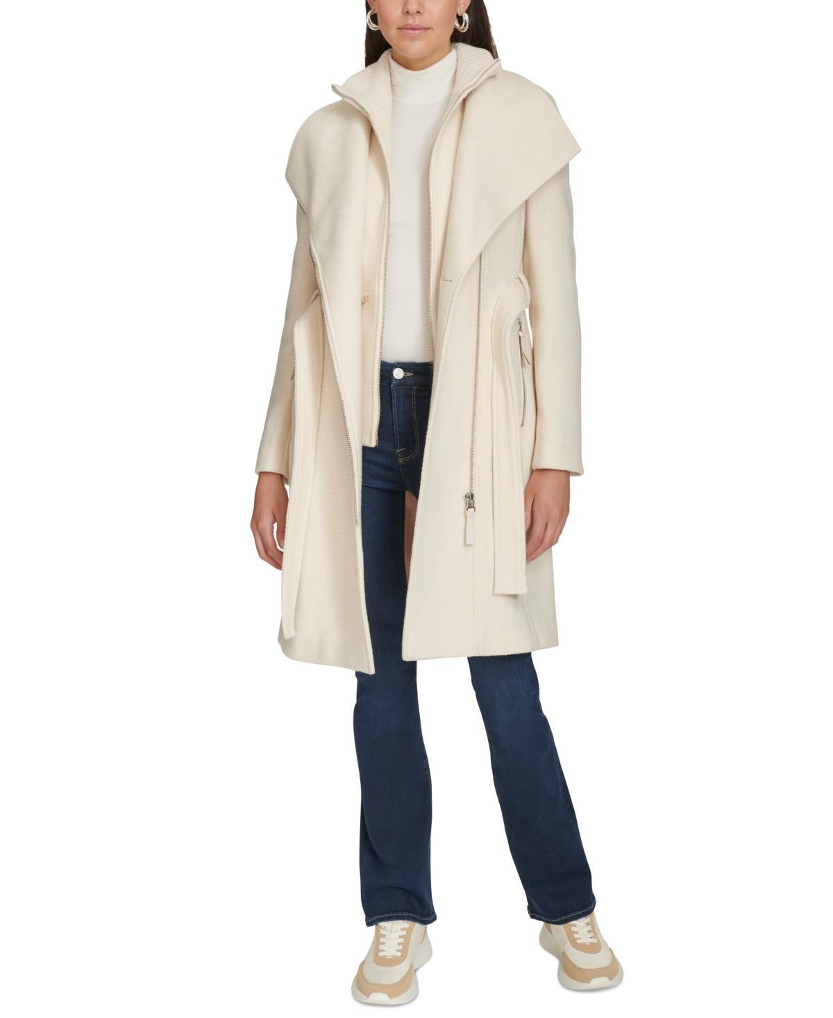 Calvin Klein Womens Wool Blend Belted Wrap Coat, Created for Macys Product Image