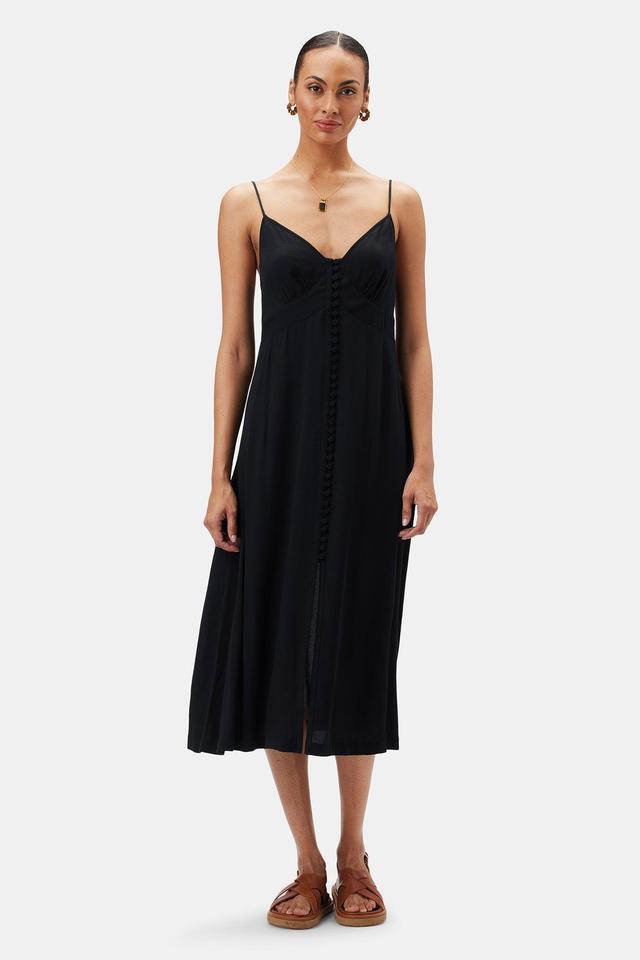 Sara Viscose Crepe Slip Dress - Black Product Image